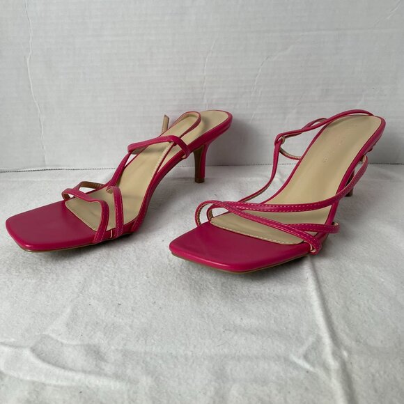 Pink Summer Sandals Strappy Kitten Heel - Picture 4 of 10